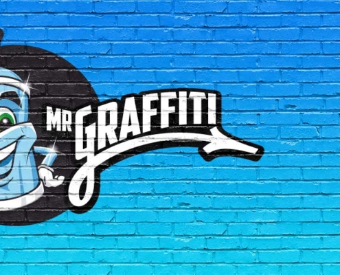 MrGraffiti logo blauwe muur